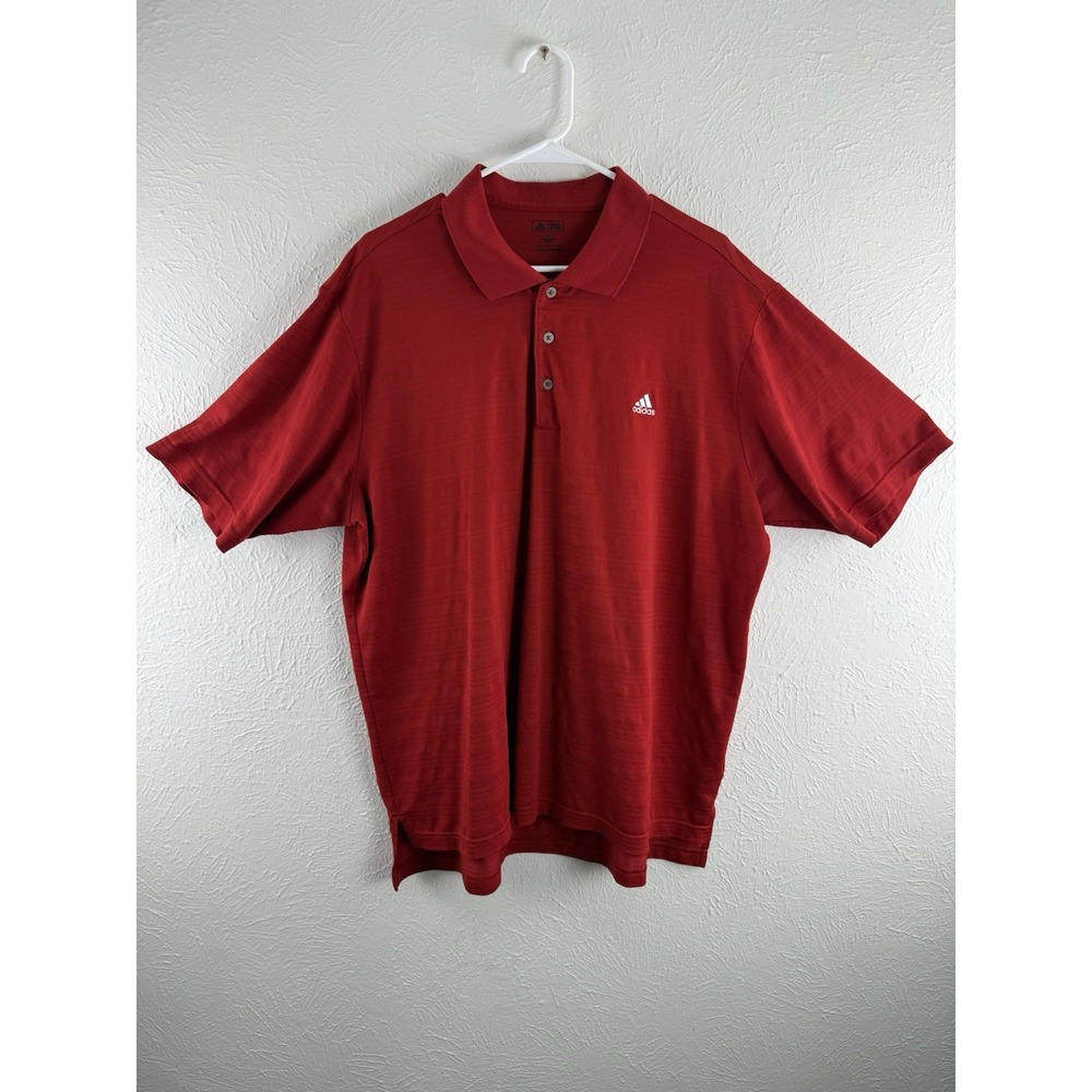 adidas Mens Sz XL Red Solid Polo Golf Polyester Shirt
